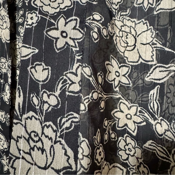 LUCKY BRAND Floral Printed Chiffon Metallic Striped Open Front Kimono Cardigan - Picture 9 of 12